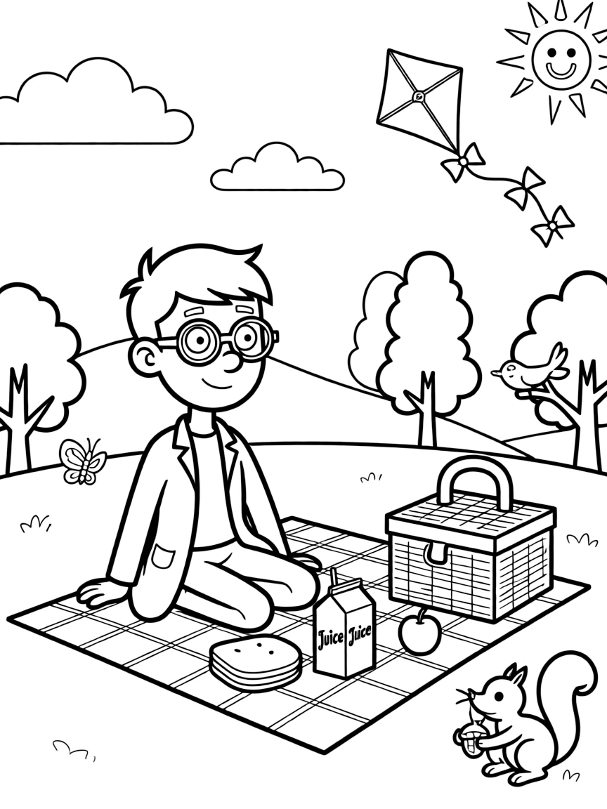 Dexter's Laboratory having a picnic, with fun background elements.