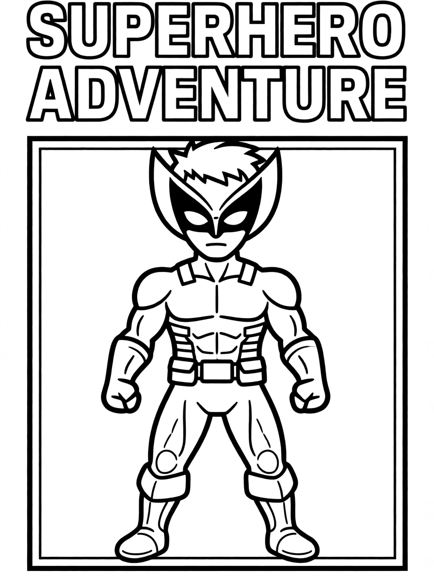 Wolverine wearing a superhero costume, inside a comic book frame.