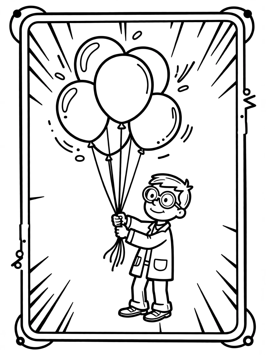 Dexter's Laboratory playing with balloons, inside a comic book frame.