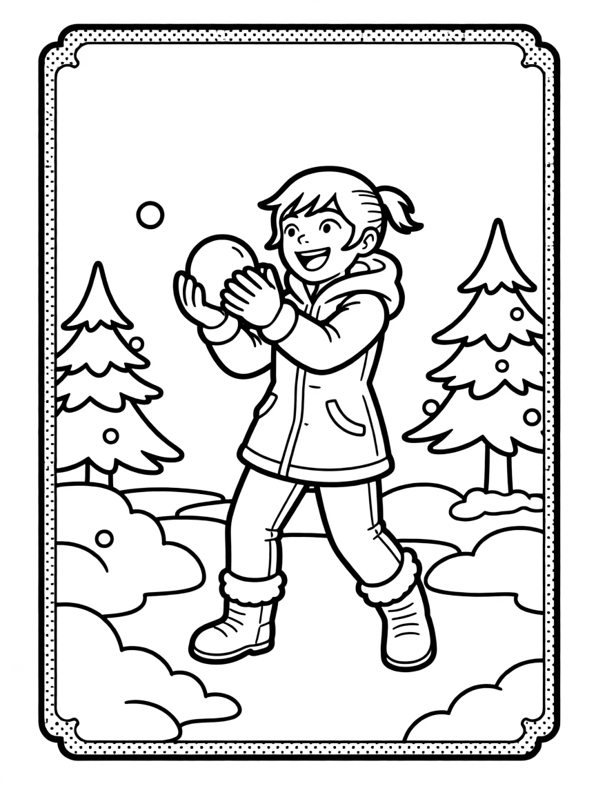 Legend of Korra playing in the snow, inside a comic book frame.