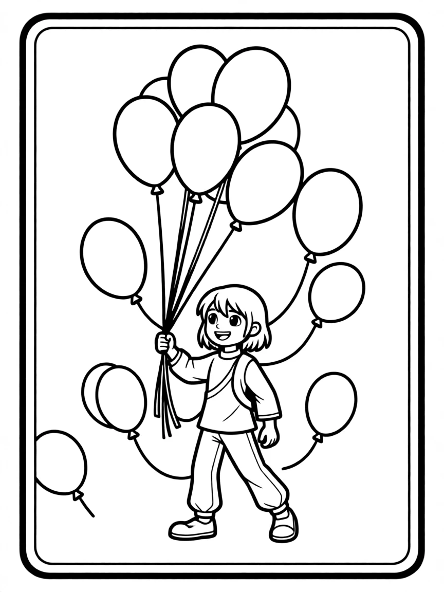 Avatar: The Last Airbender playing with balloons, inside a comic book frame.