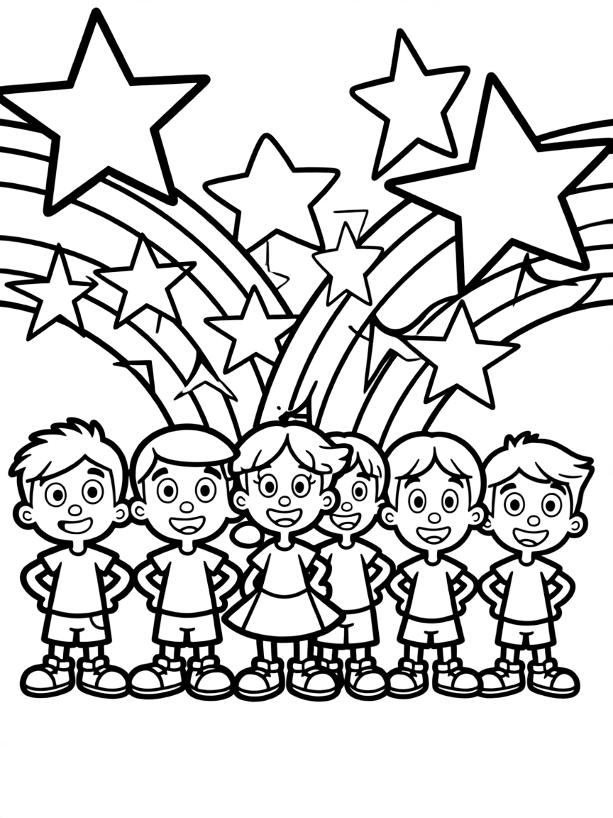 Rugrats posing heroically, with stars and rainbows in the background.