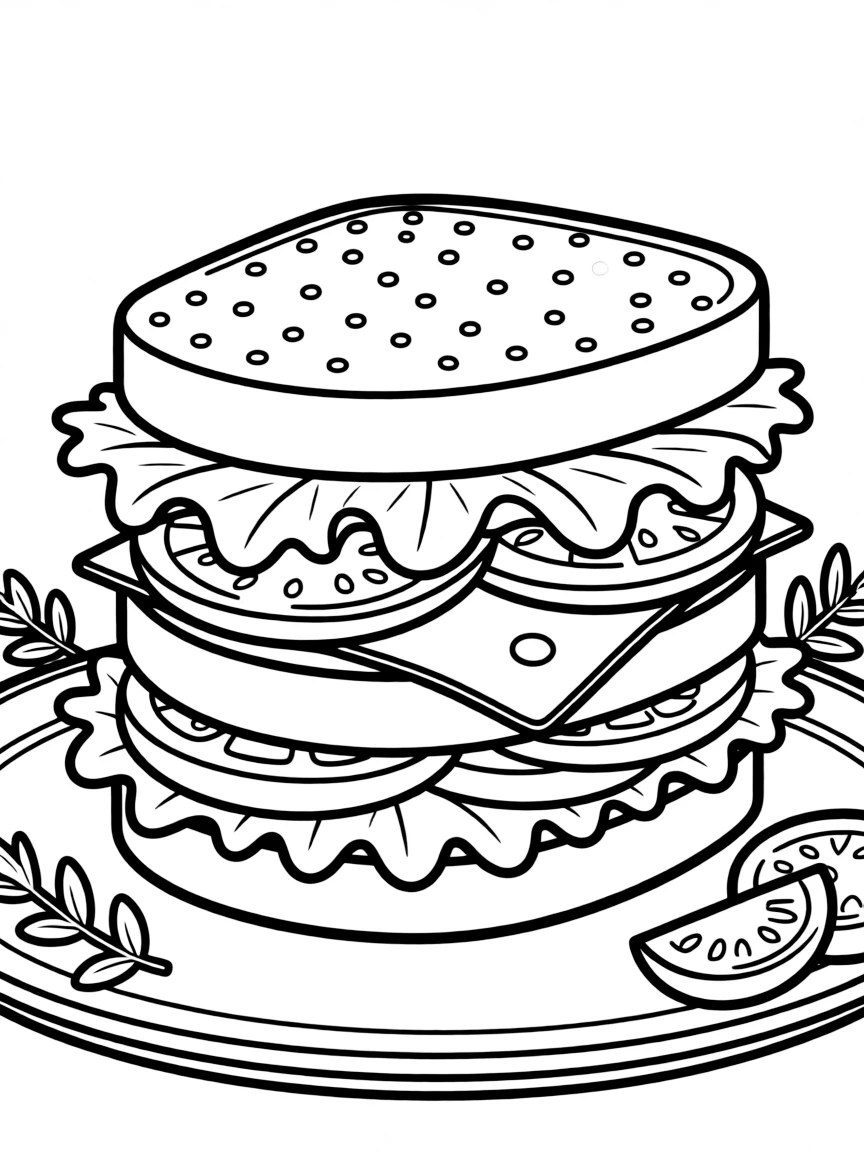 a sandwich with lettuce, tomato, and cheese