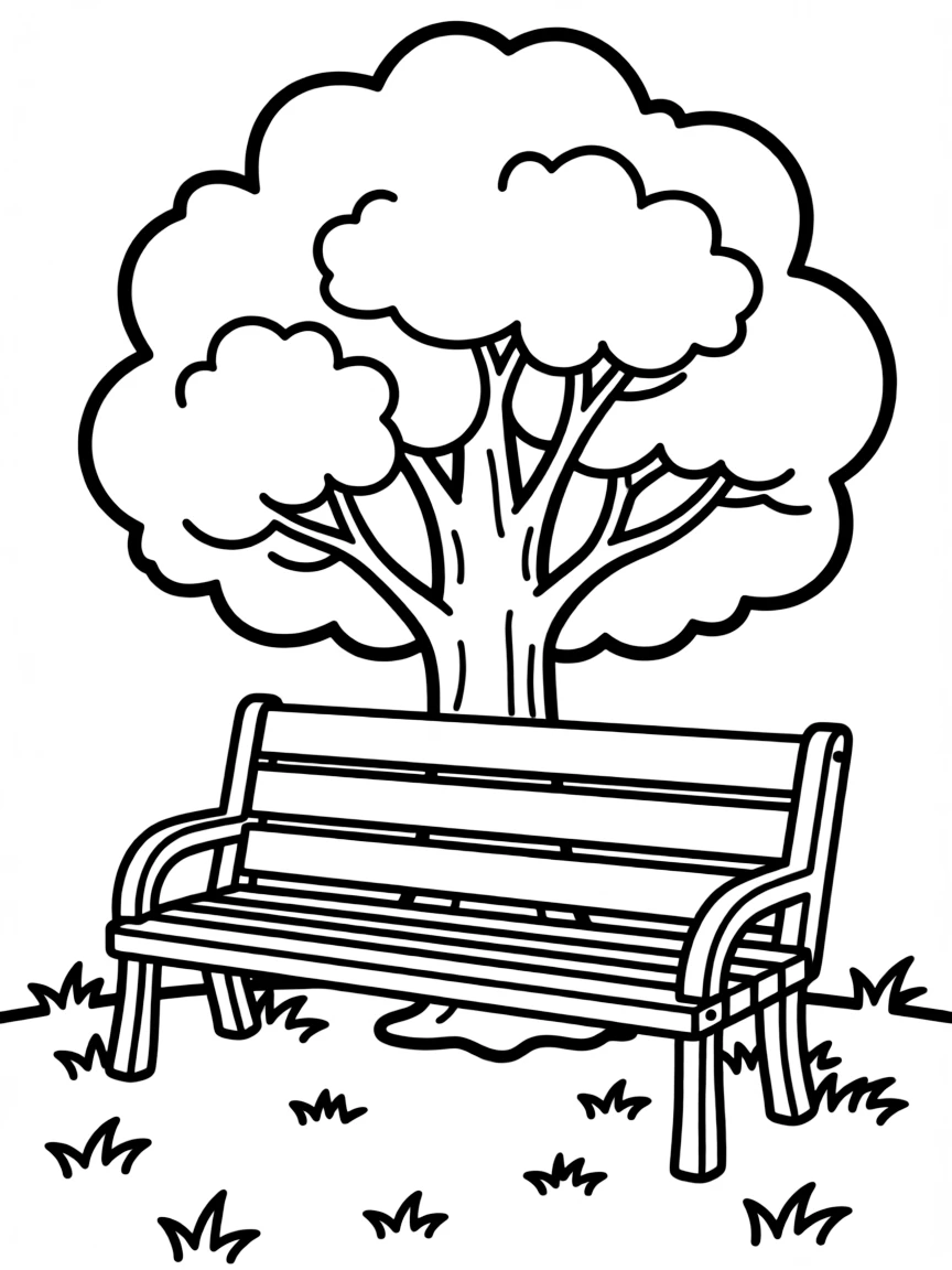 a park bench under a tree