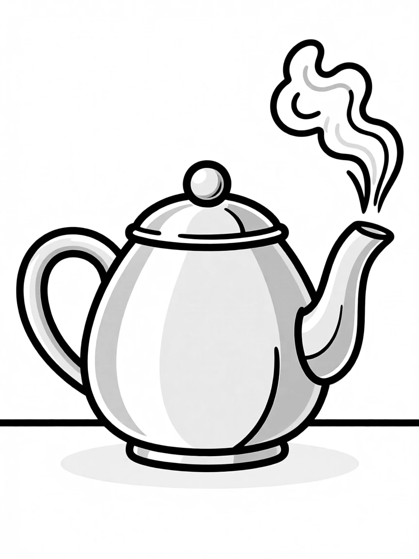 a shiny metal teapot with steam coming out