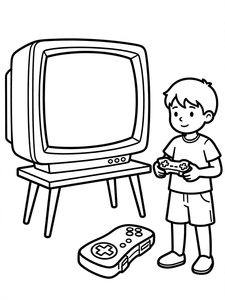 a TV on a stand with a game console nearby