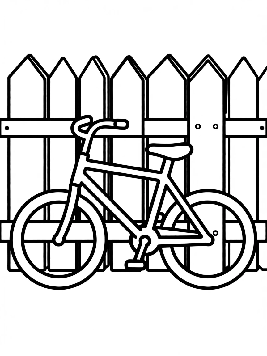 a bicycle leaning against a fence