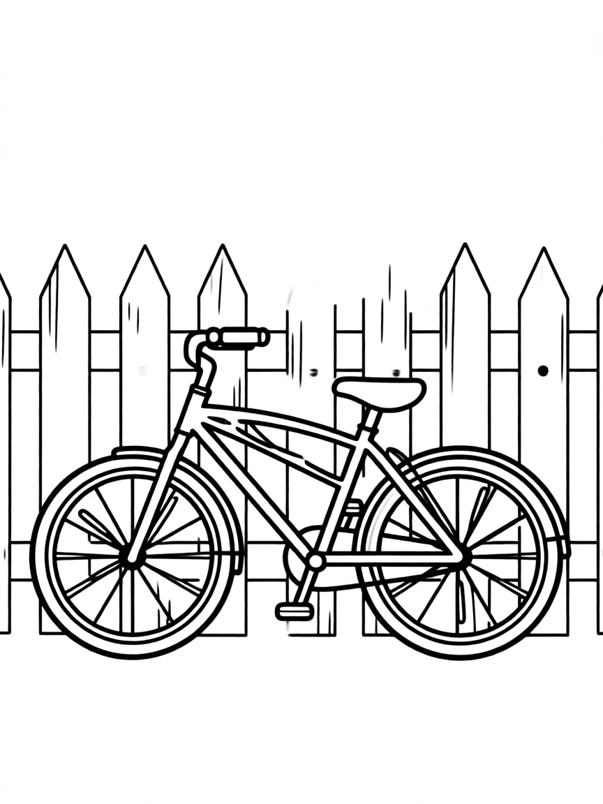 a bicycle leaning against a fence