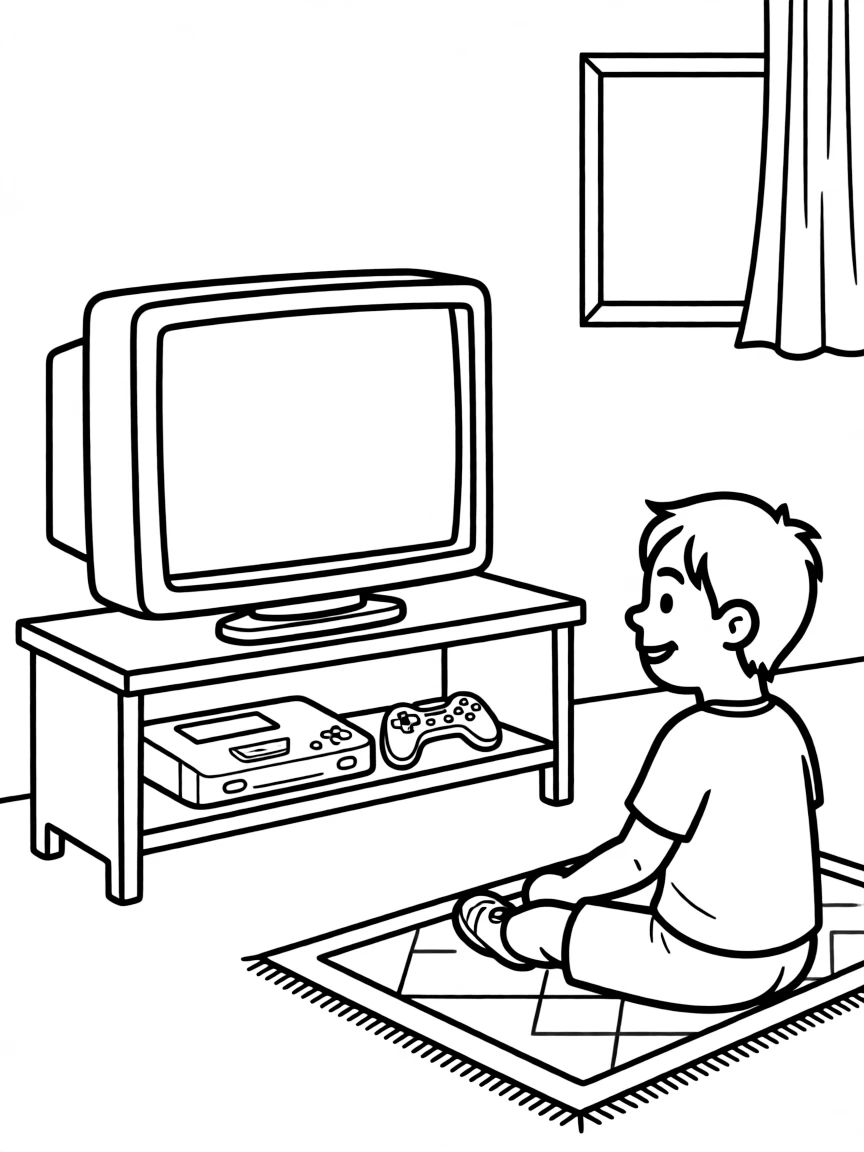 a TV on a stand with a game console nearby