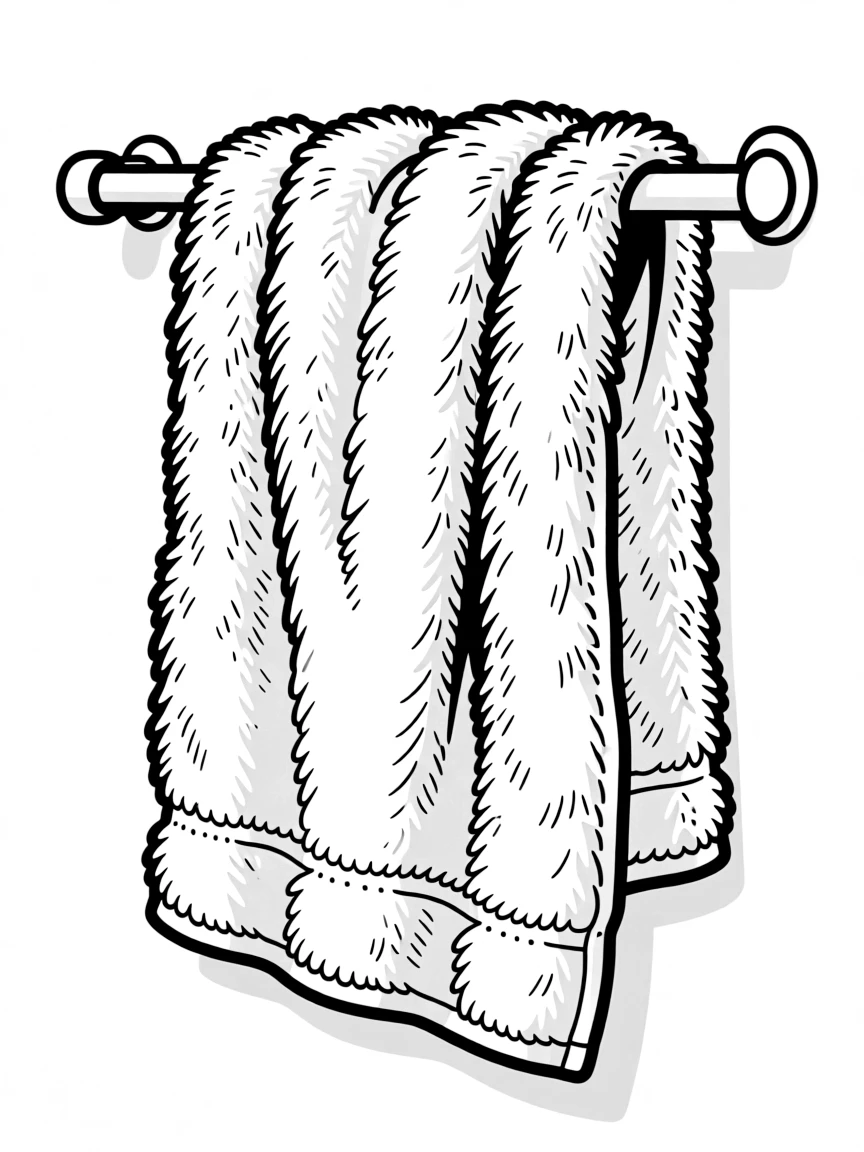 a fluffy towel hanging on a rack