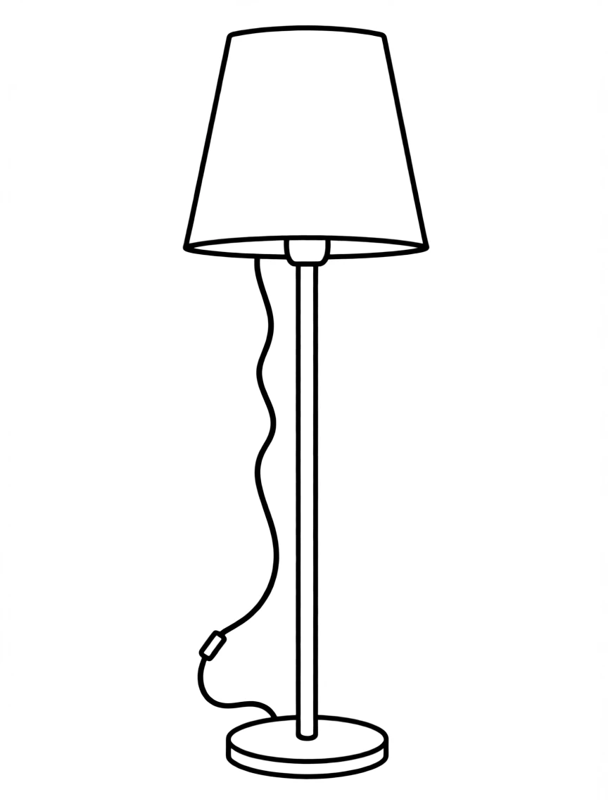 a floor lamp with a switch cord