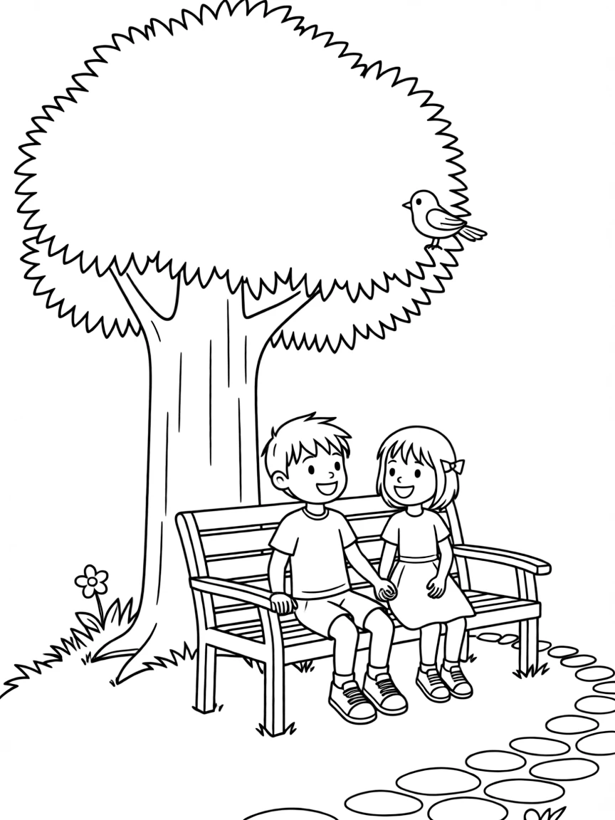 a park bench under a tree