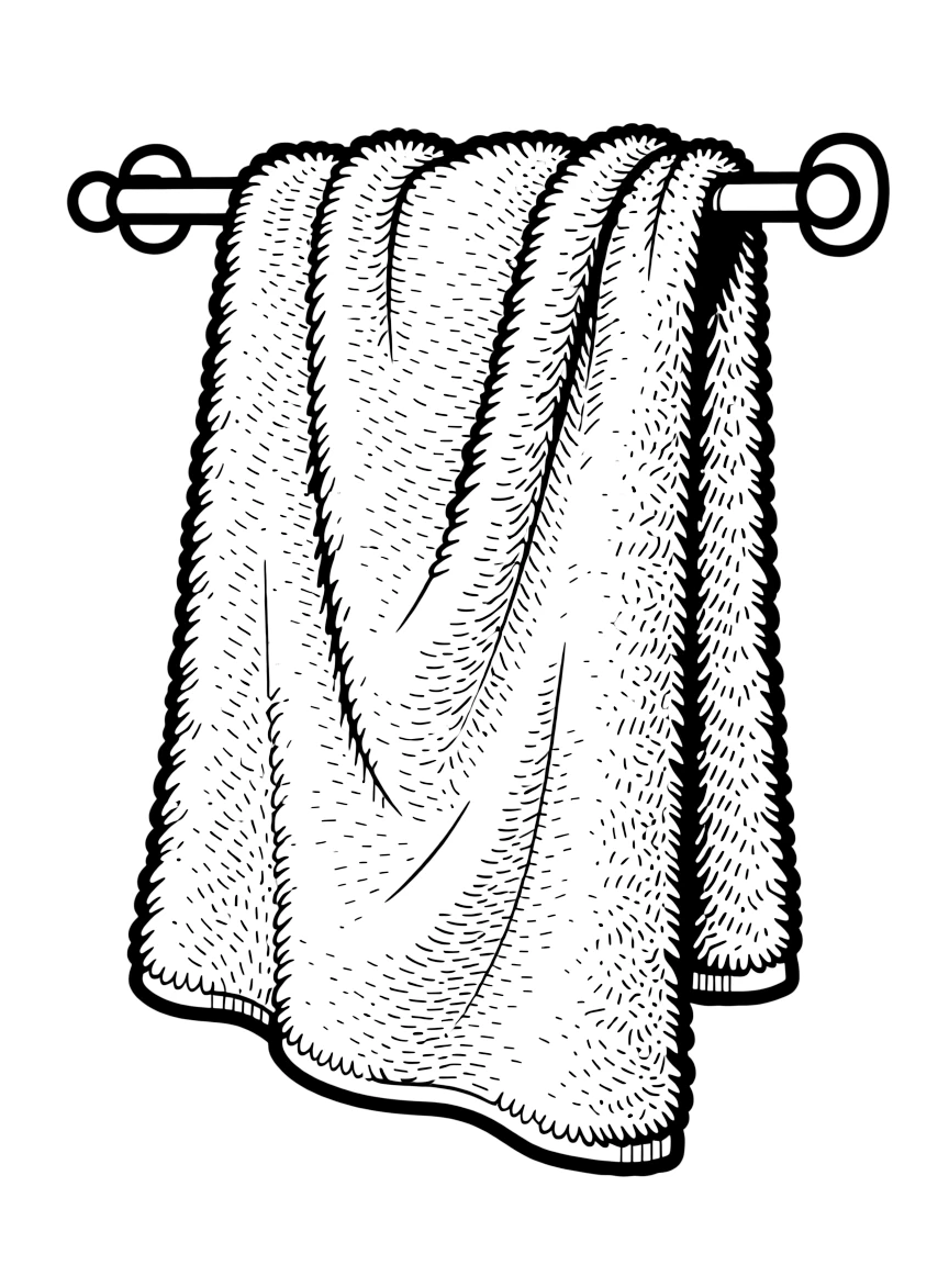 a fluffy towel hanging on a rack