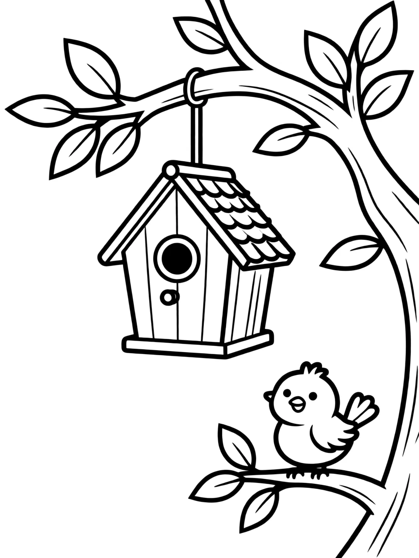 a birdhouse hanging from a branch