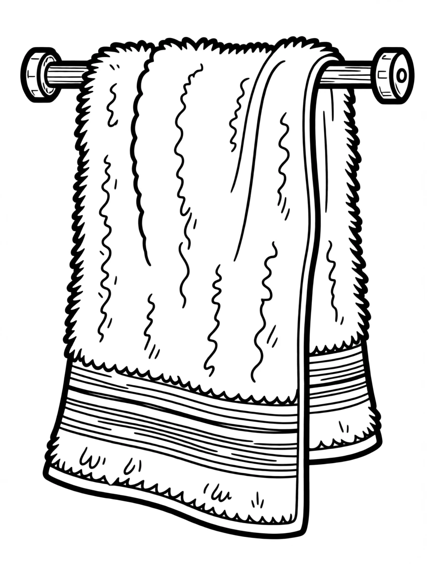 a fluffy towel hanging on a rack