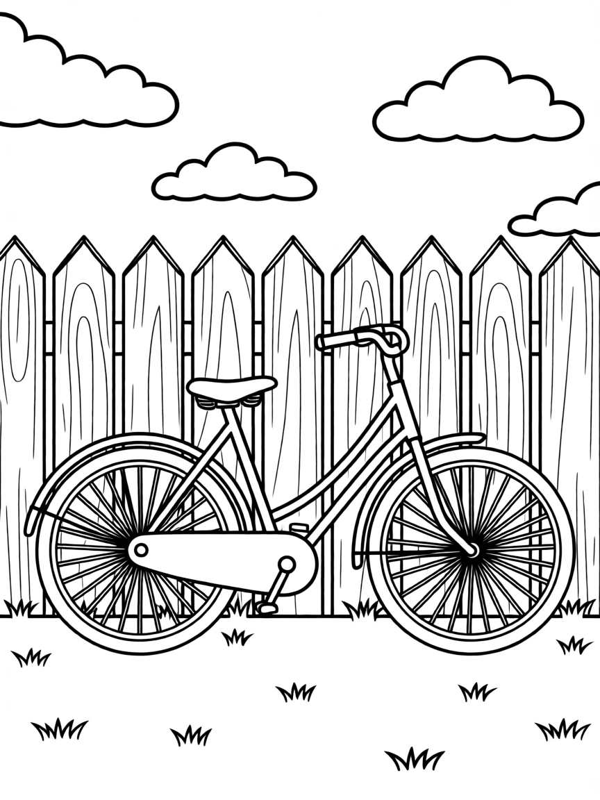 a bicycle leaning against a fence
