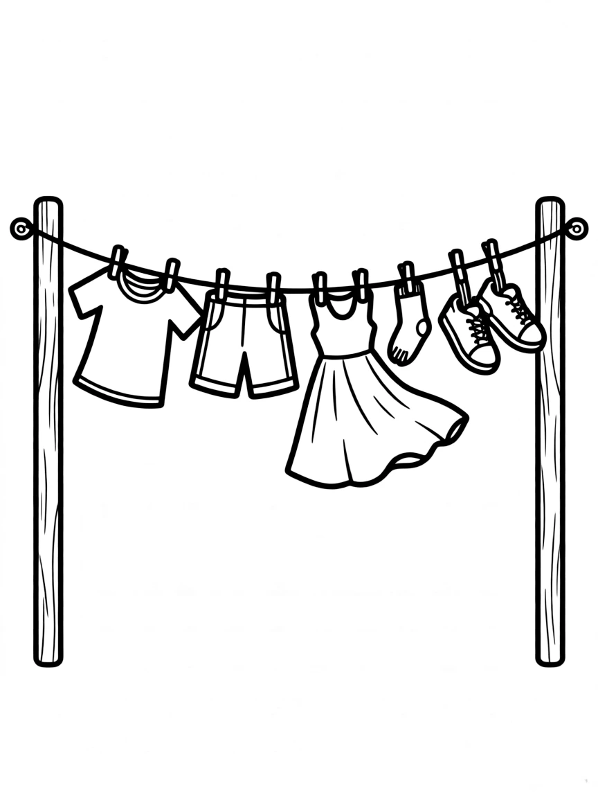 a clothesline with colorful clothes drying