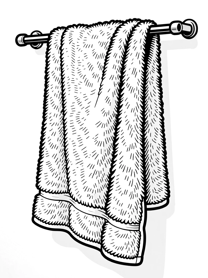a fluffy towel hanging on a rack