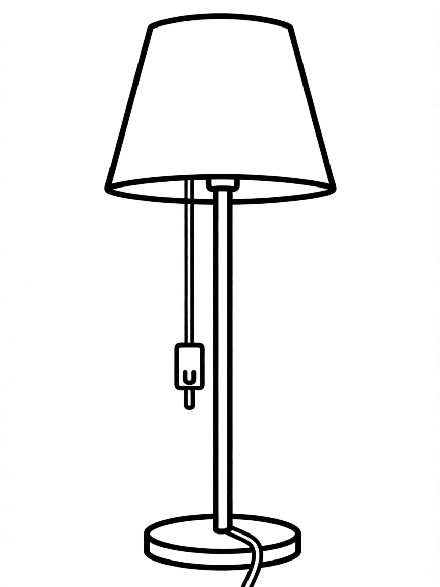 a floor lamp with a switch cord