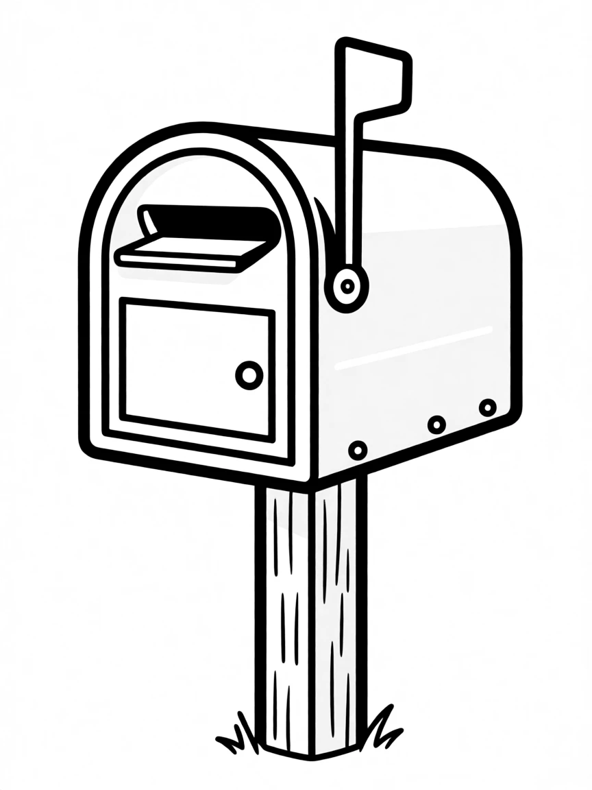 a mailbox with the flag up