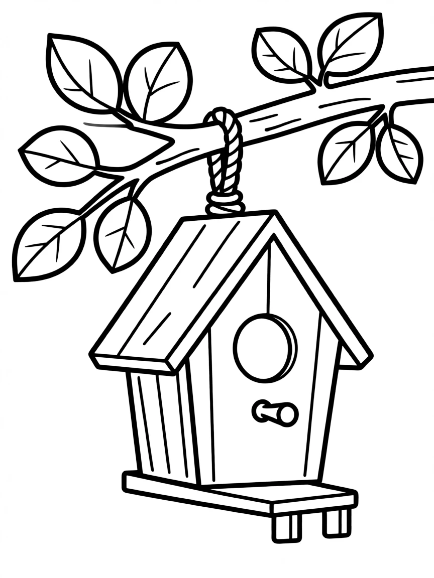 a birdhouse hanging from a branch