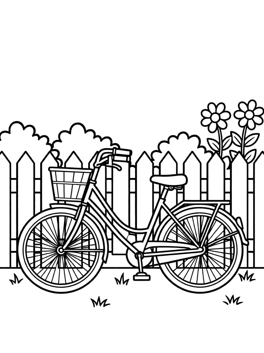 a bicycle leaning against a fence