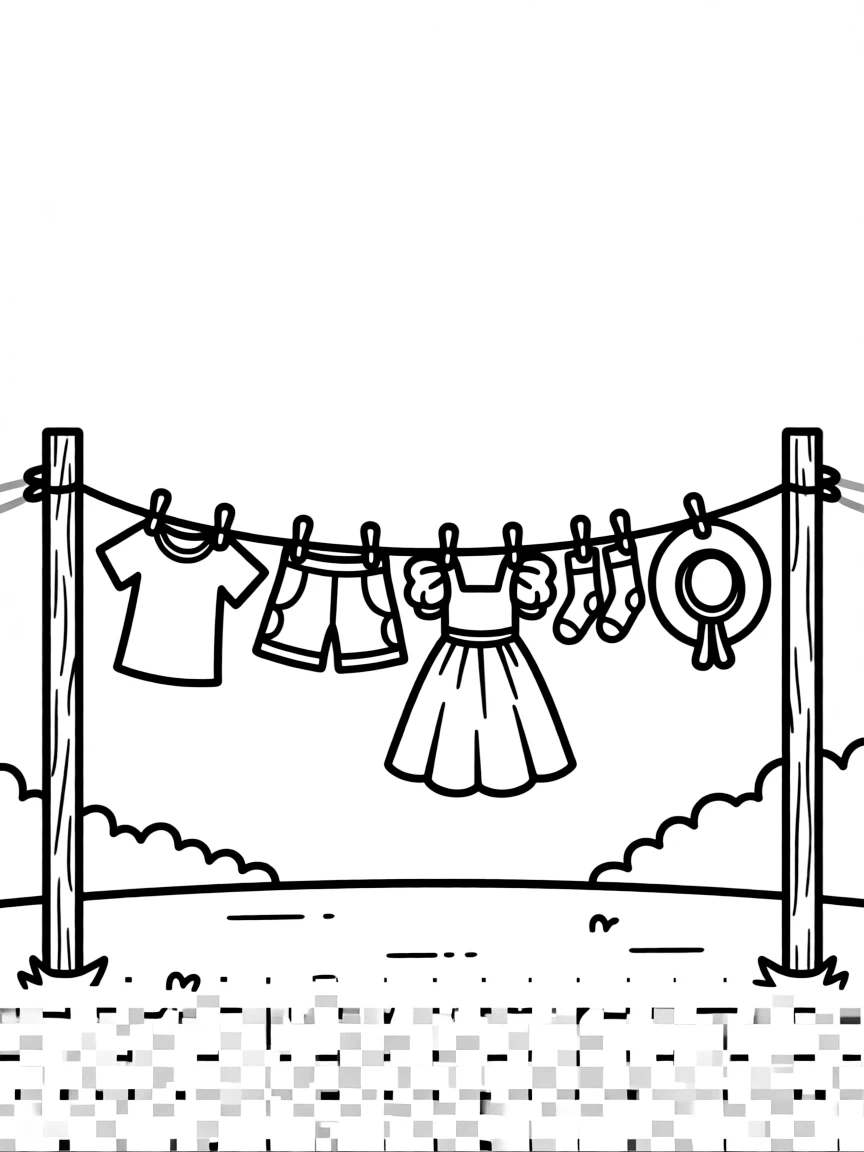 a clothesline with colorful clothes drying