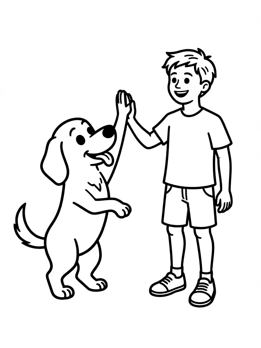 Tom Holland giving a high five to a cartoon animal friend – a fun and kid-friendly coloring page.