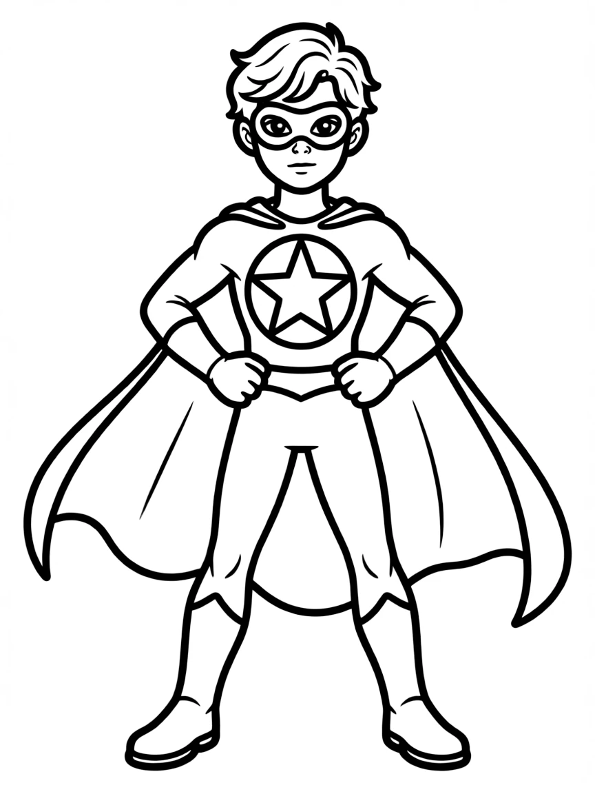 Timothée Chalamet dressed as a superhero, ready to save the day – a fun and kid-friendly coloring page.