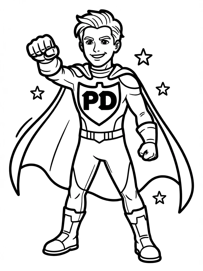 PewDiePie dressed as a superhero, ready to save the day – a fun and kid-friendly coloring page.