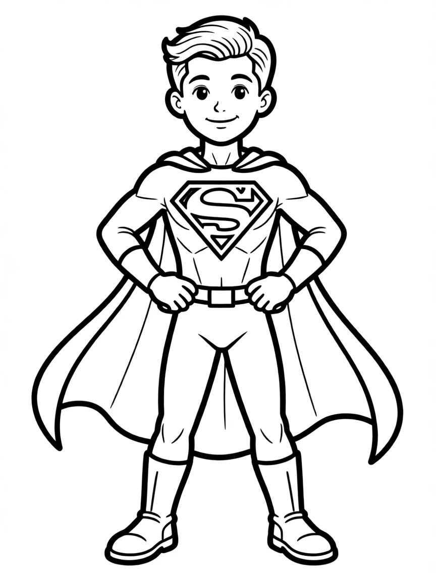 Shawn Mendes dressed as a superhero, ready to save the day – a fun and kid-friendly coloring page.