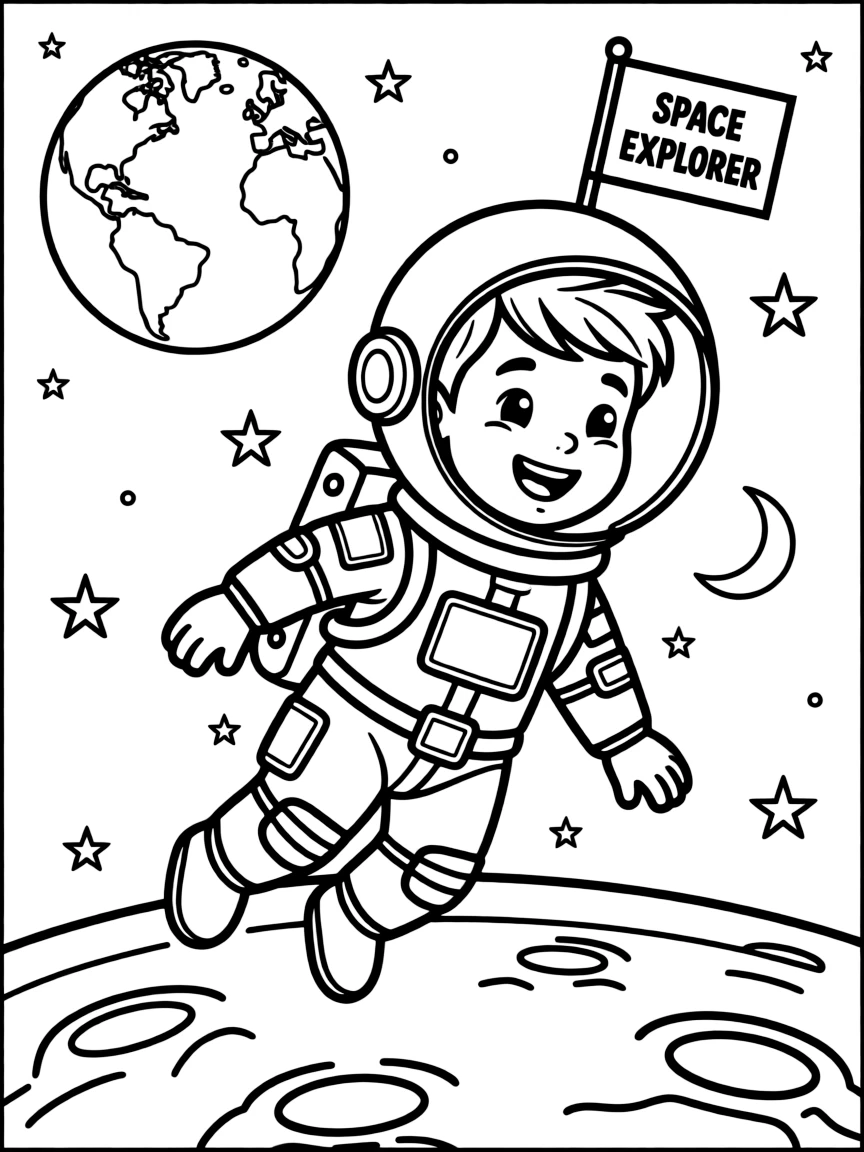 Zayn Malik exploring space in an astronaut suit – a fun and kid-friendly coloring page.