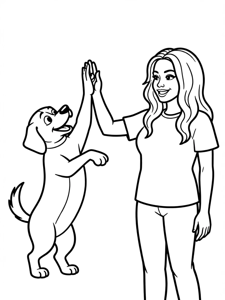 Cardi B giving a high five to a cartoon animal friend – a fun and kid-friendly coloring page.