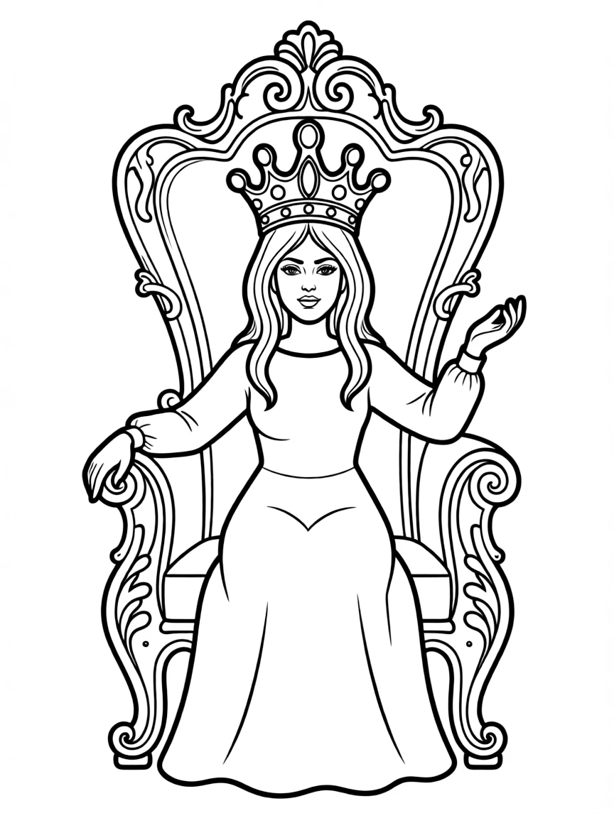 Billie Eilish sitting on a throne with a crown.