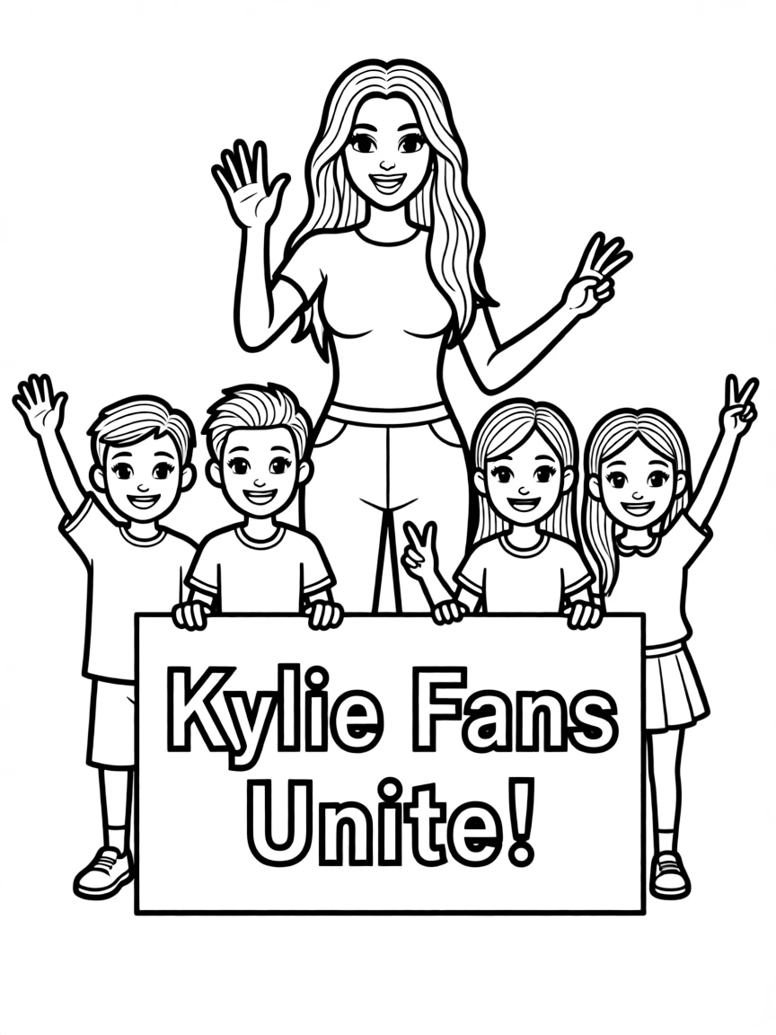 Kylie Jenner posing with cartoon versions of their fans.
