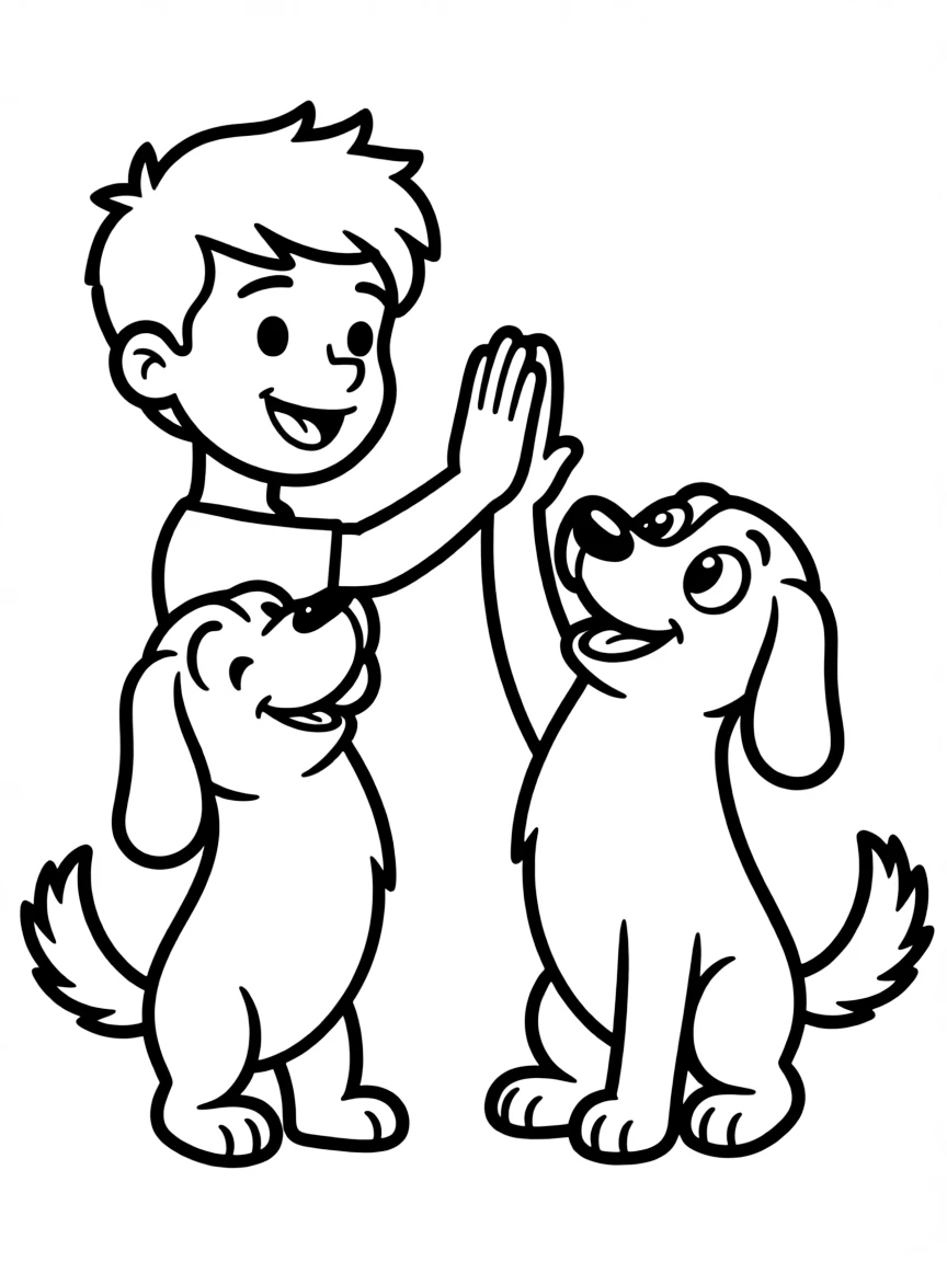 Taylor Lautner giving a high five to a cartoon animal friend.