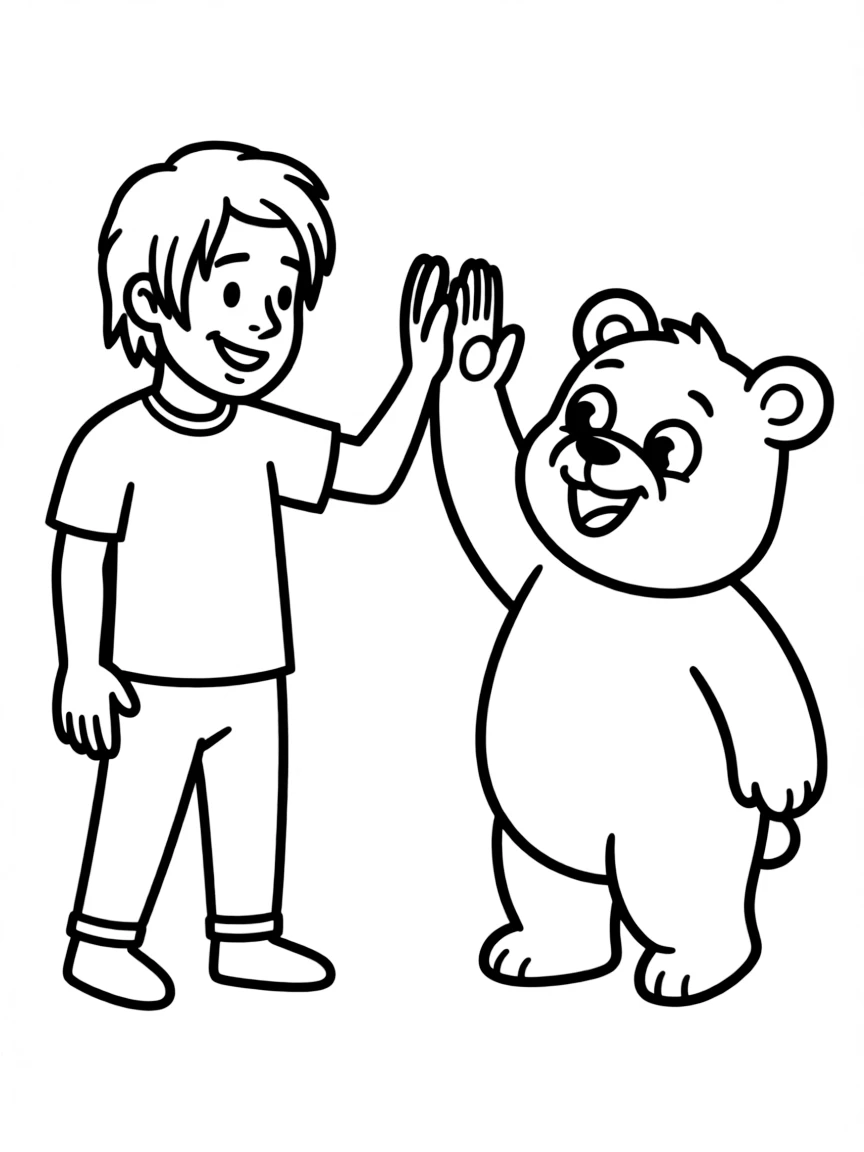 Post Malone giving a high five to a cartoon animal friend.