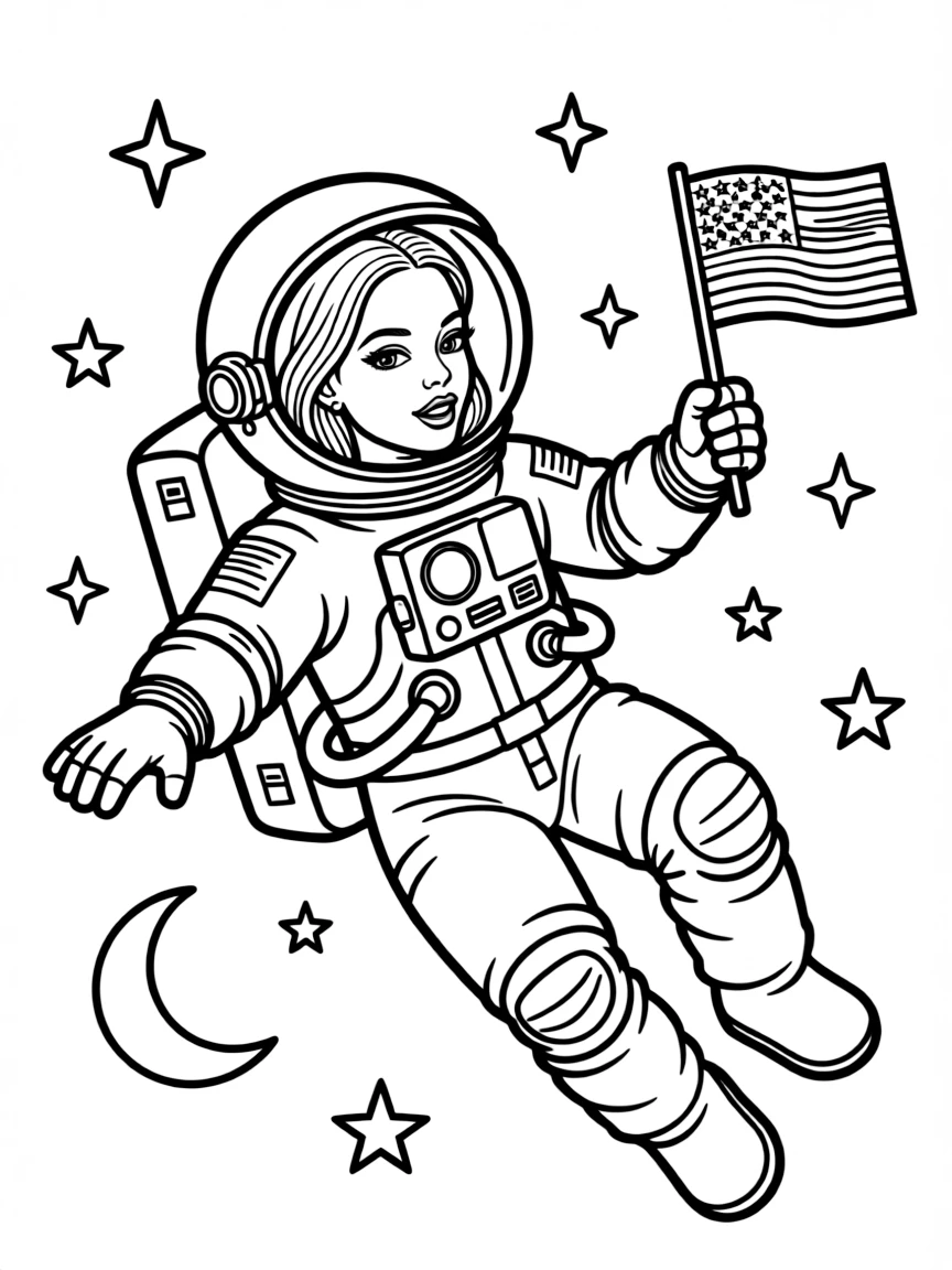 Rihanna exploring space in an astronaut suit.