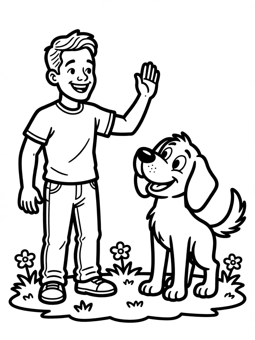 Will Smith giving a high five to a cartoon animal friend.
