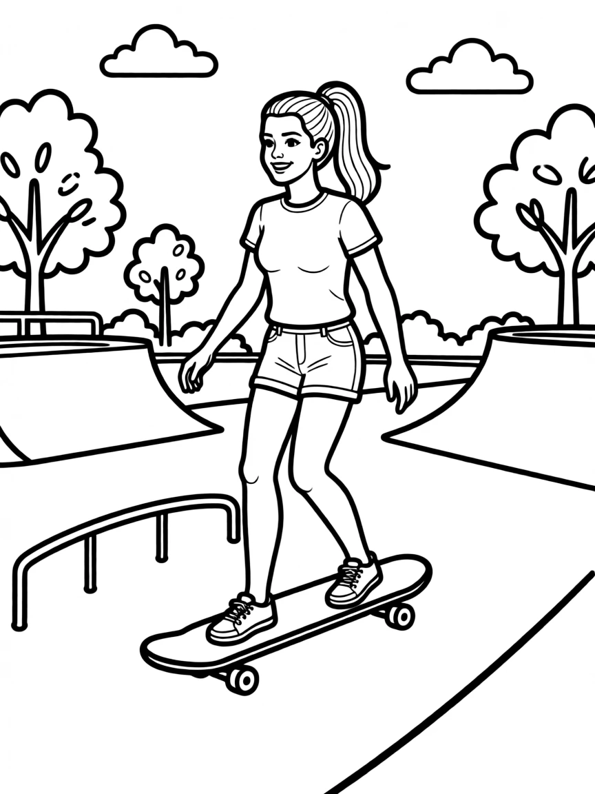 Katy Perry skateboarding at a skate park.