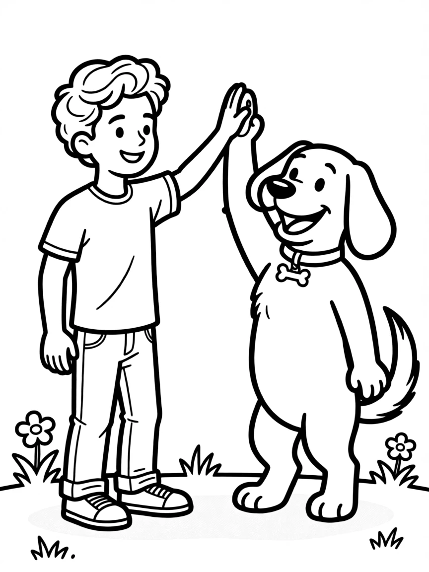 Bruno Mars giving a high five to a cartoon animal friend.