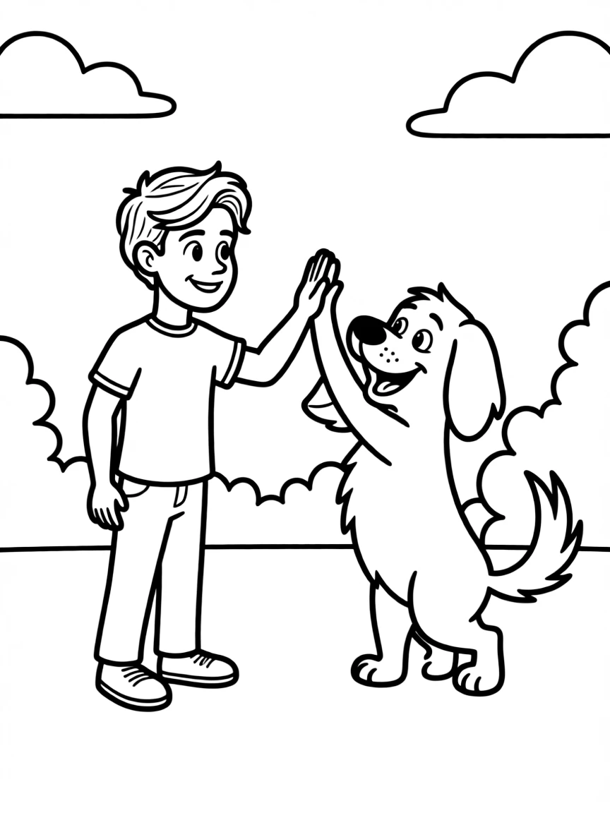 Tom Holland giving a high five to a cartoon animal friend.
