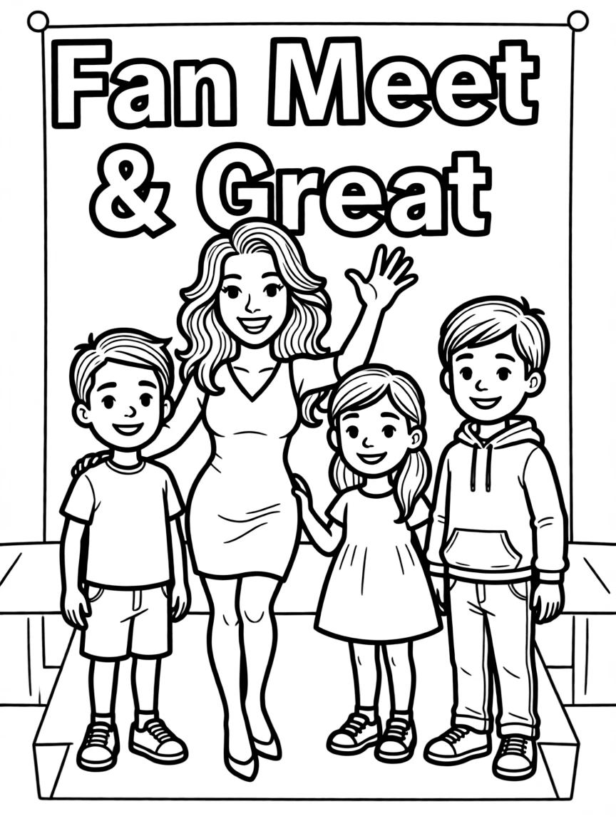 Jennifer Lopez posing with cartoon versions of their fans.