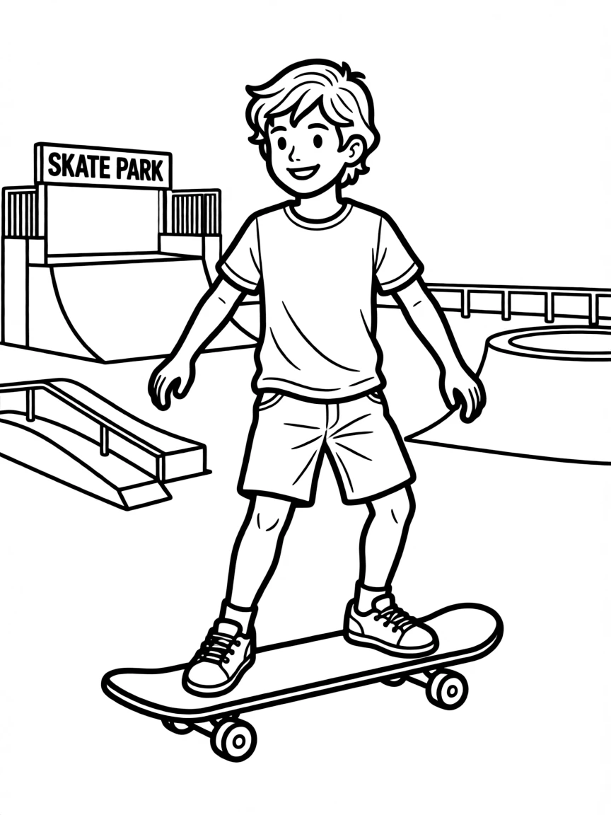 Harry Styles skateboarding at a skate park.