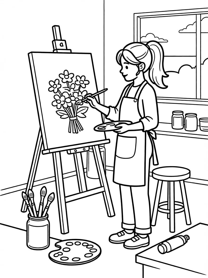 Camila Cabello painting a picture at an art studio.