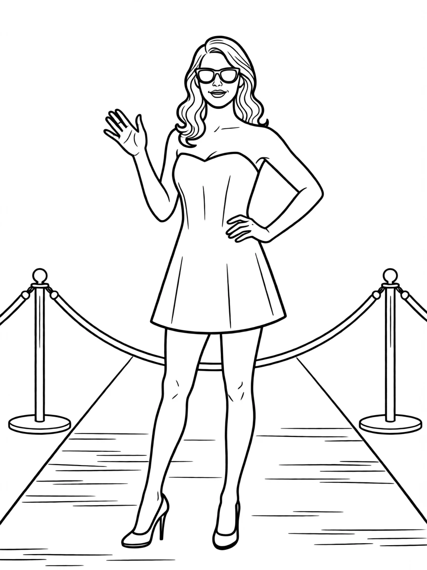 Emma Stone posing with sunglasses and a cool outfit on the red carpet.