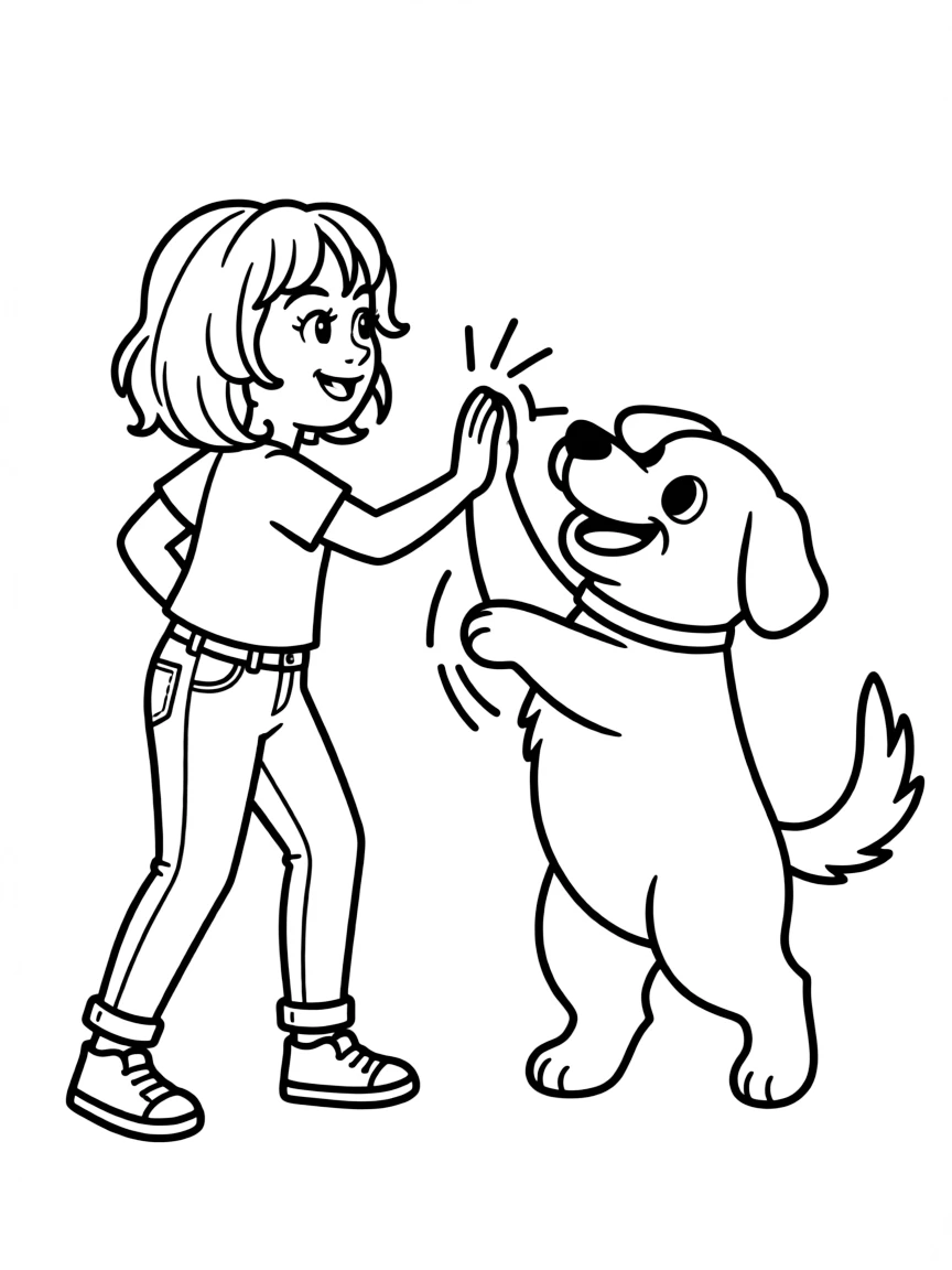 Doja Cat giving a high five to a cartoon animal friend.