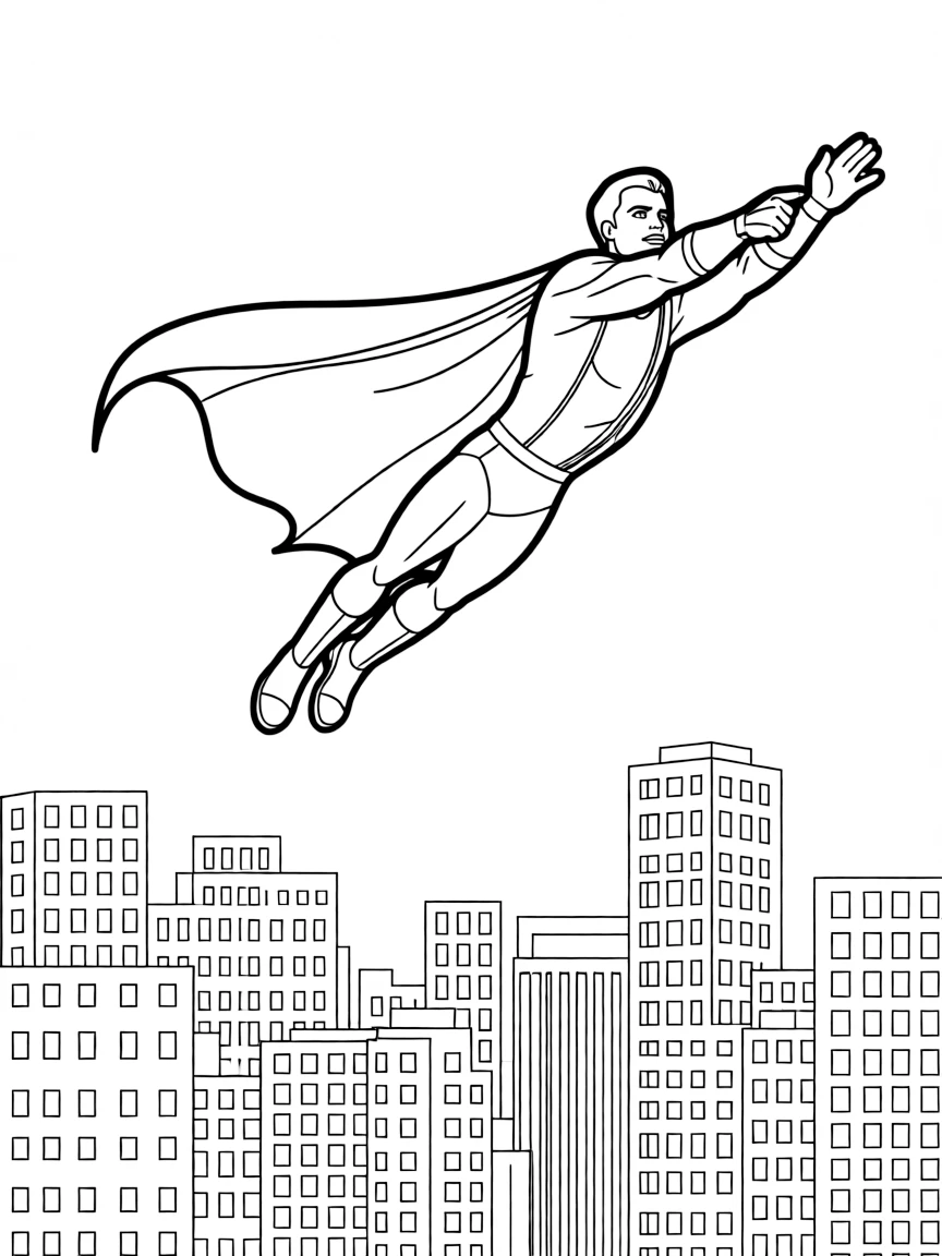 Will Smith wearing a superhero cape and flying over a cityscape.