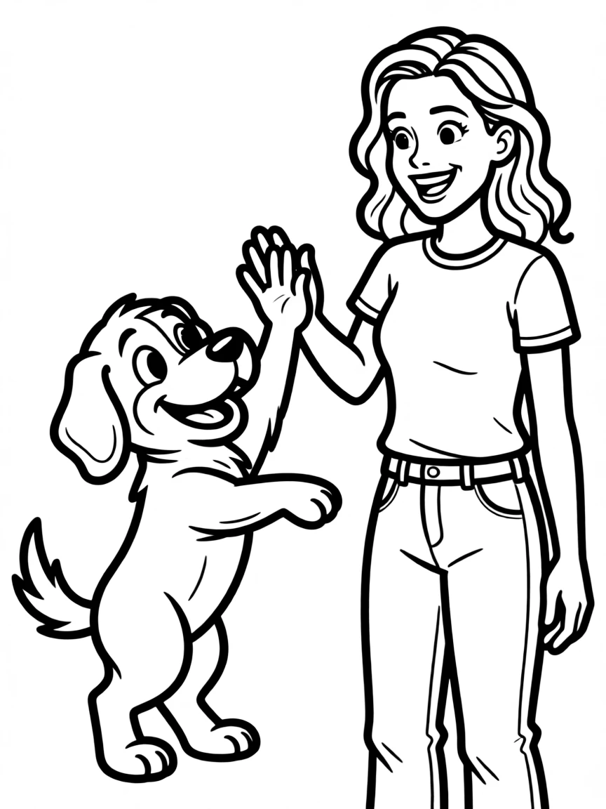 Blake Lively giving a high five to a cartoon animal friend.