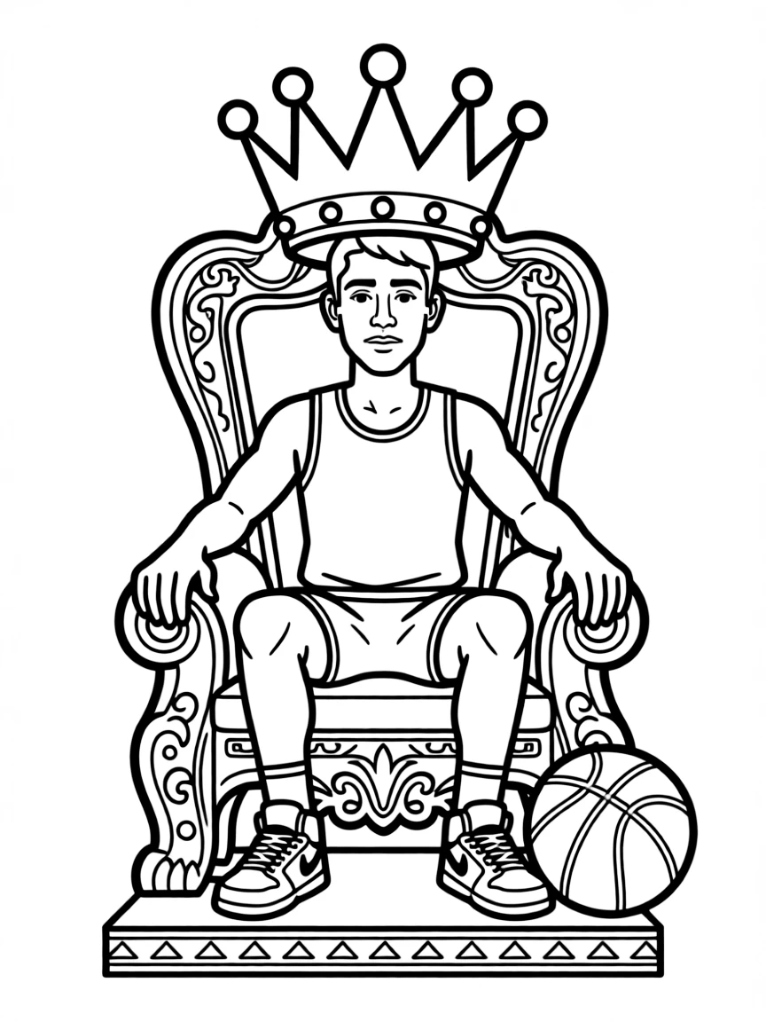 Michael Jordan sitting on a throne with a crown.
